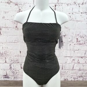 New Pilyq Perry Twilight Shimmer Black Strapless One Piece Swimsuit Size Medium